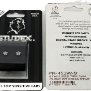 STAINLESS TIFF 5MM CUBIC ZIRCONIA STAR CUT -PR- 452W-S