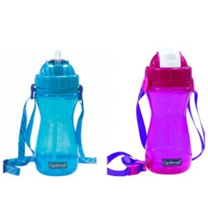 SILICONE STRAW BOTTLE 12M+ 500ml BLUE 'PINK